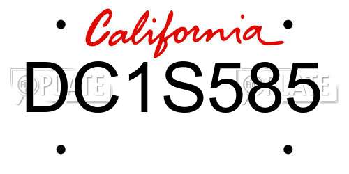 DC1S585 California License Plate