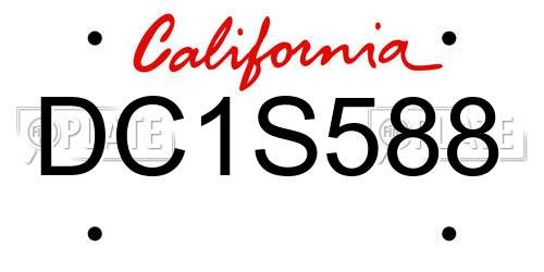 DC1S588 California License Plate
