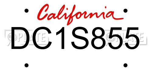 DC1S855 California License Plate