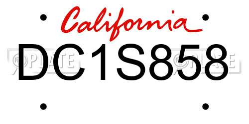 DC1S858 California License Plate