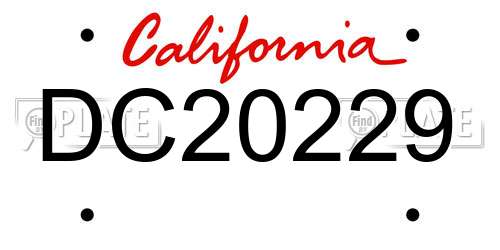 DC20229 California License Plate