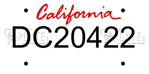 DC20422 California License Plate
