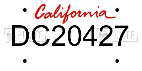 DC20427 California License Plate