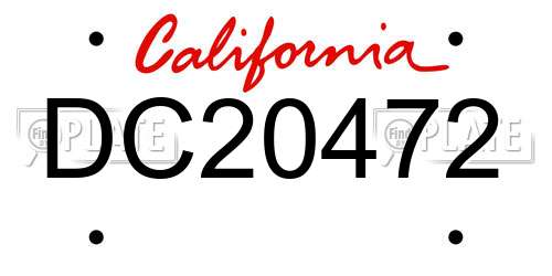DC20472 California License Plate