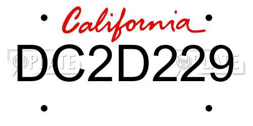DC2D229 California License Plate