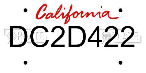 DC2D422 California License Plate