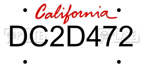 DC2D472 California License Plate