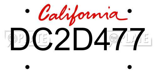 DC2D477 California License Plate
