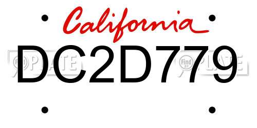 DC2D779 California License Plate