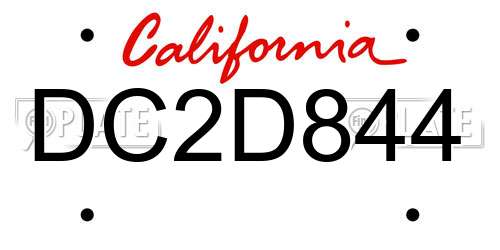DC2D844 California License Plate