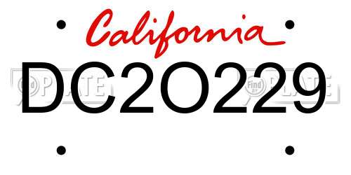 DC2O229 California License Plate