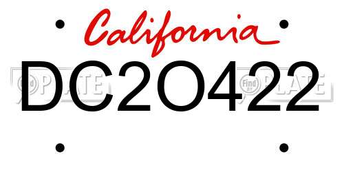 DC2O422 California License Plate