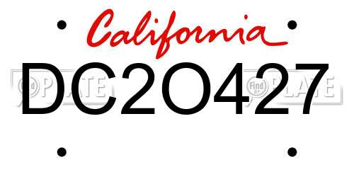 DC2O427 California License Plate