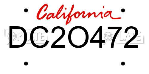 DC2O472 California License Plate