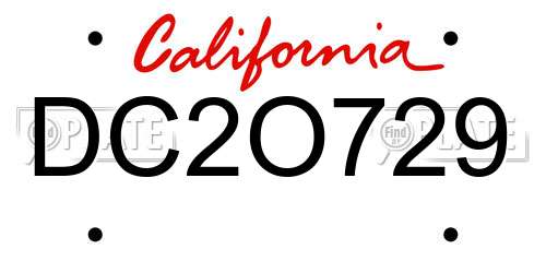 DC2O729 California License Plate