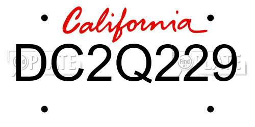 DC2Q229 California License Plate