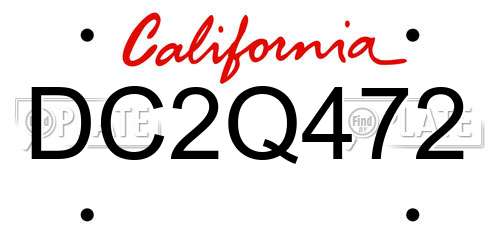 DC2Q472 California License Plate