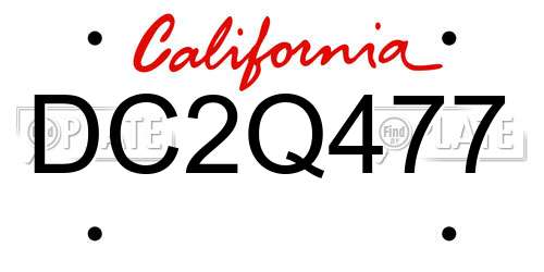 DC2Q477 California License Plate