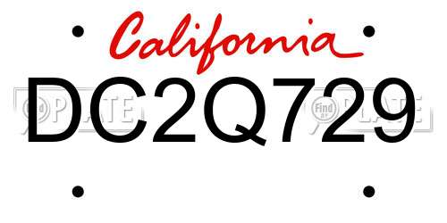 DC2Q729 California License Plate