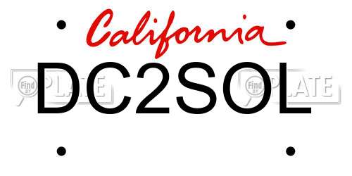 DC2SOL California License Plate