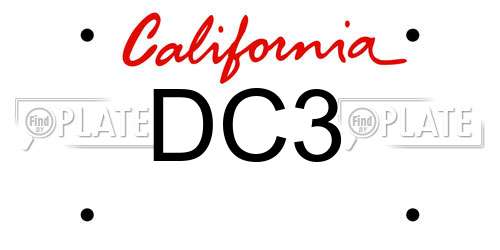 DC3 California License Plate