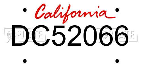 DC52066 California License Plate