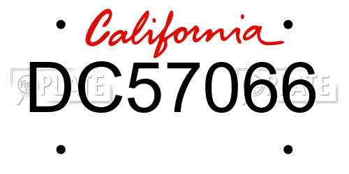 DC57066 California License Plate