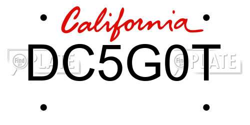 DC5G0T California License Plate