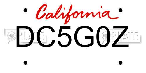 DC5G0Z California License Plate