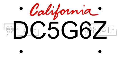 DC5G6Z California License Plate