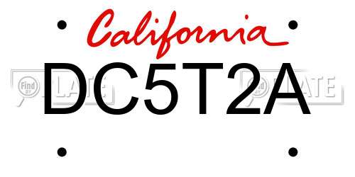 DC5T2A California License Plate