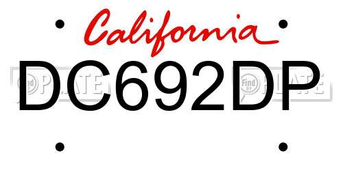 DC692DP California License Plate
