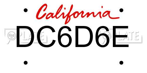 DC6D6E California License Plate