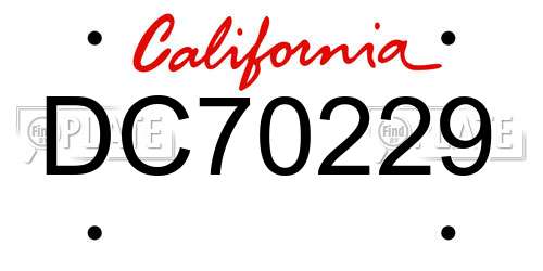 DC70229 California License Plate
