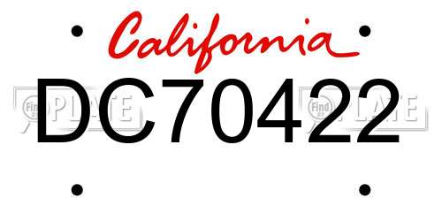 DC70422 California License Plate
