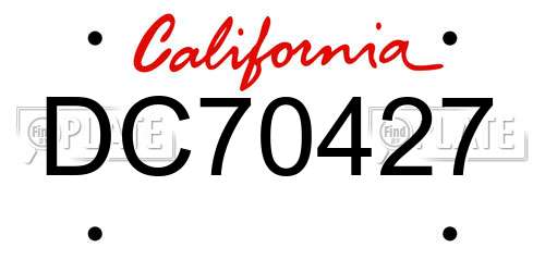 DC70427 California License Plate