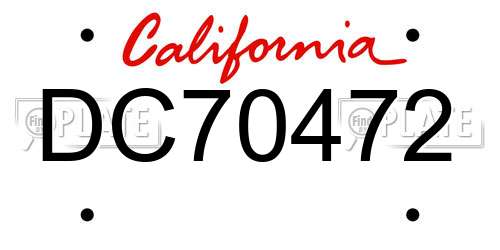 DC70472 California License Plate