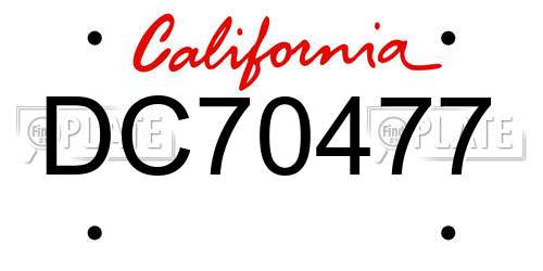 DC70477 California License Plate
