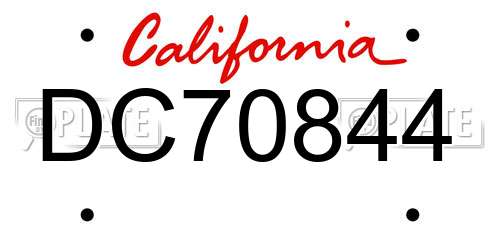 DC70844 California License Plate