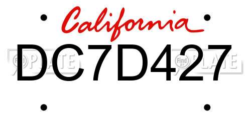 DC7D427 California License Plate