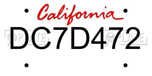 DC7D472 California License Plate