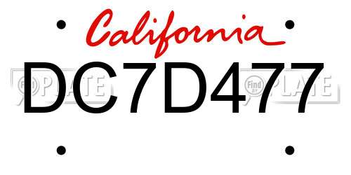 DC7D477 California License Plate