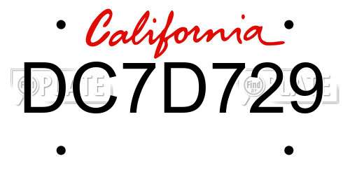 DC7D729 California License Plate