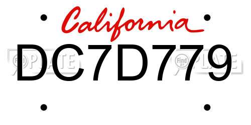 DC7D779 California License Plate