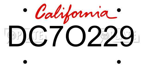 DC7O229 California License Plate