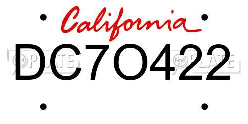 DC7O422 California License Plate