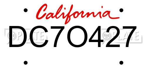DC7O427 California License Plate