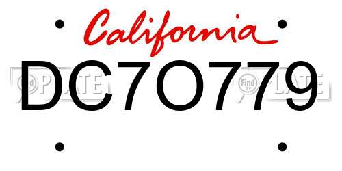 DC7O779 California License Plate