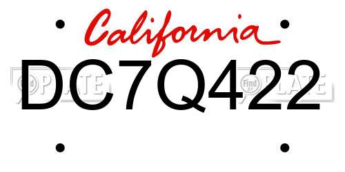 DC7Q422 California License Plate