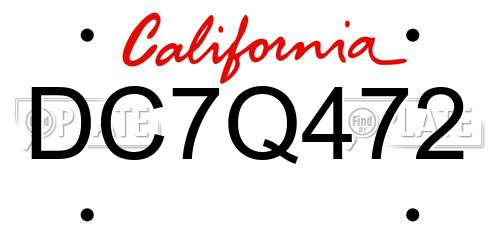 DC7Q472 California License Plate